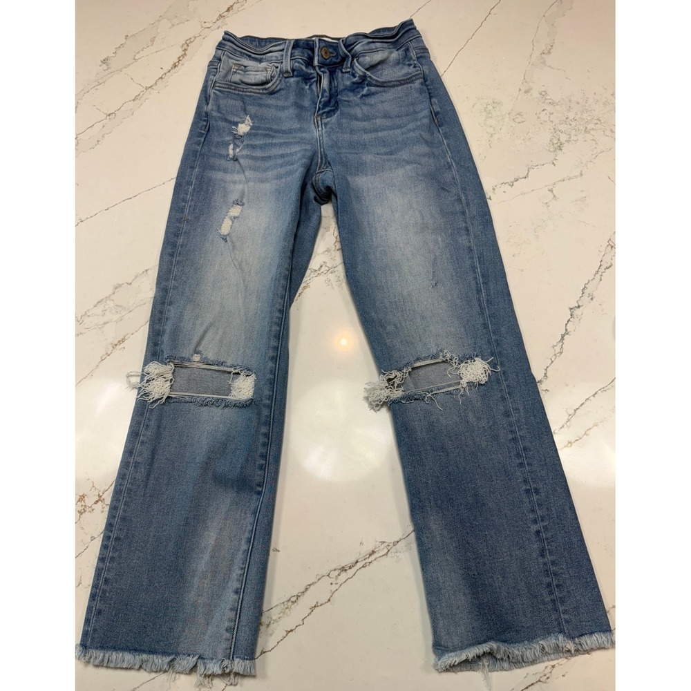 Lovervet‎ by Vervet Raw Hem Straight Leg Distressed Jeans Size 1/25